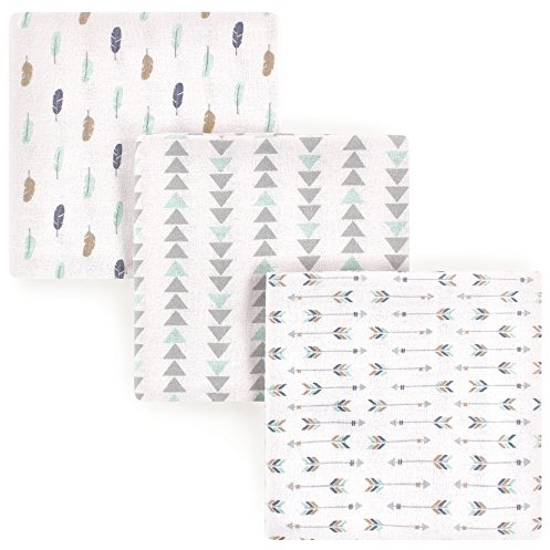 Luvable Friends Unisex Baby Cotton Flannel Receiving Blankets, Boy Feathers 3-Pack, One Size