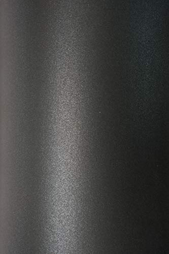Netuno 10x Perlglanz-Karton Perlmutt-Schwarz DIN A4 210x 297 mm 230g Sirio Pearl Coal Mine Fein-Karton glänzend Effekt-Karton Perlmutt Karton hochwertig für Einladungen Dekoration
