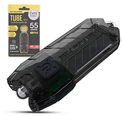 Nitecore Rör nyckelring V2.0-55 lumen USB uppladdningsbar - 9,6 g [2021 version] [svart]