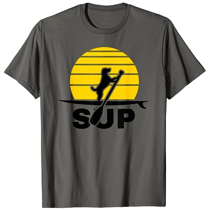 Stand Up Paddling Dog SUP Lustiges T-Shirt