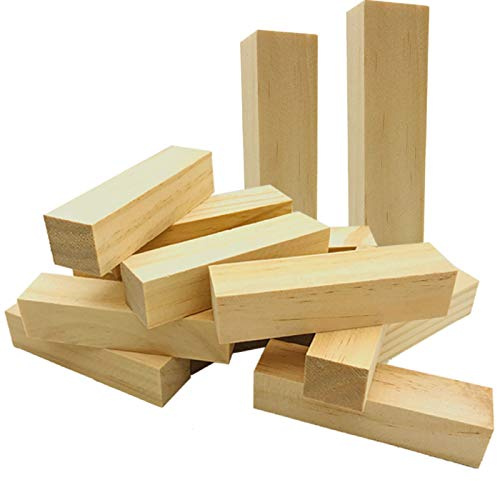 Bloques de Tilo Natural, 14 pcs Tacos para Tallado, Madera de Talla Artesanal, Bloques para Principiantes, Kit Manualidades Creativas, Set Hobby Profesional, 10x2,5x2,5 cm