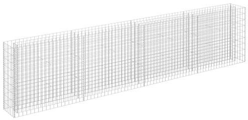 Festnight Jardinera de Gaviones de Acero Galvanizado Jardinera de Gaviones Rectangular Gaviones de Piedra Decorativos Gaviones para Jardinería 360x30x90 cm