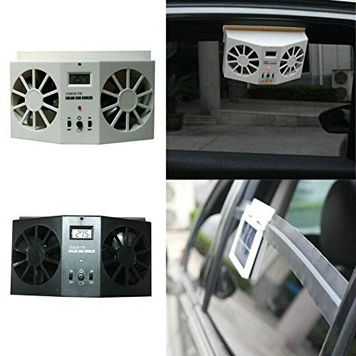 Ventilador del radiador, Ventilación Escape solar y operado por batería, Enfriador solar para automóvil, Ventilador para parabrisas de automóvil, Mini enfriador de aire acondicionado, Negro