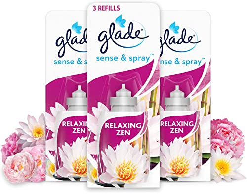 Glade Sense & Spray Air Freshener Refill, Motion Activated Automatic Room Spray and Odour Eliminator for Home, Relaxing Zen, Pack of 3 (3 x 18ml)