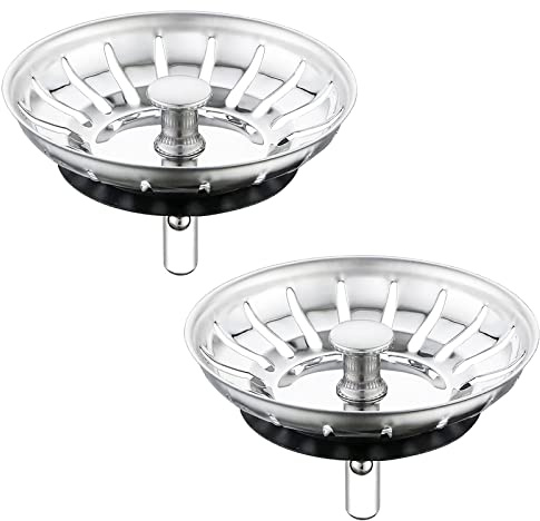 SPARES2GO Tapón de desagüe de acero inoxidable para fregaderos, Rejilla Sumidero (paquete de 2)