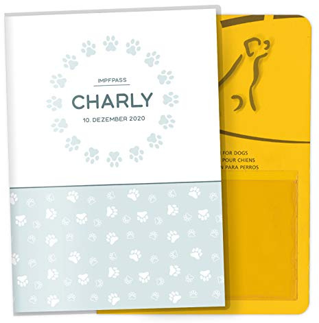OLGS Impfpasshülle für Tiere Lovely Pets Schutzhülle für dem Impfpass Tierpass Hülle personalisierbar mit Namen (Footmark, Impfpasshülle personalisiert)