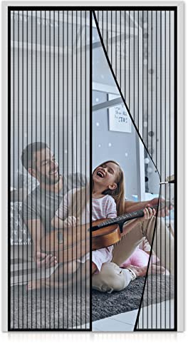 FORTRY Fliegengitter Magnet Tür 90x210cm, Fliegengitter Magnet Balkontür Ohne Bohren Kinderleichte Klebemontage, fliegenschutztür Ist Ideal für Die Balkontür, Terrassentür, Wohnzimmer, Schwarz