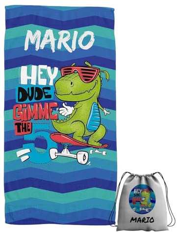 ZPUBLI+ Toalla De Mano Personalizada (Toalla Mano Dinosaurio Skate 30x50)