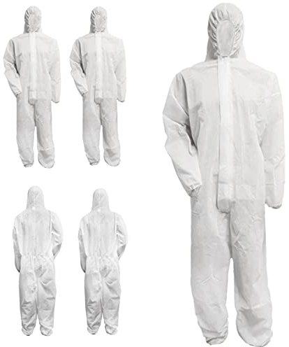 Bohrfux 10 Stück Maleranzug PP Einweganzug Overall mit Kapuze Gr. L-XXXL (wählbar) Polypropylen Schutzanzug 40g/m (XXL)