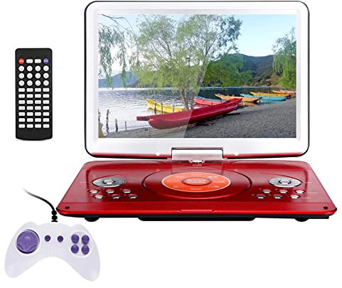 ZXNQ Lecteur DVD 3D Portable - Écran 14,1 avec 1280X800 Pixels - Batterie intégrée - Entrée USB - AV-entrée Sortie