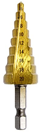 Stufenbohrer Reibahle Trapezbohrer LAIWEI Pagodenbohrer Maisbohrer HSS-Bohrer Sechskantschaftbohrer (4-20mm, Gold)