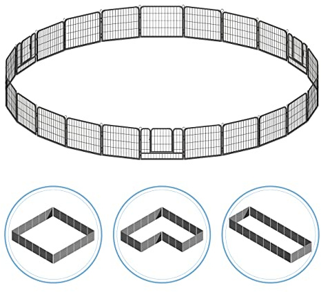 Fencer Wire Foldable Outdoor/Indoor Pet Playpen with Gate, Available in 24/32/40 Height Metal Portable Kennel, Heavy-Duty Exercise Fence Cage 8/16/24/32 Panels for Large/Medium/Small Dog, Animals