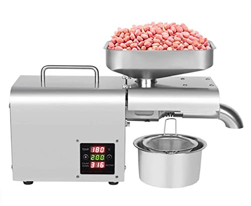 Automatic Oil Press Machine, Stainless Steel Ex-Tractor Expeller Machine, Hot/Cold Oil Press, for Nuts Walnut Linseed Almond Rapeseed Sesame