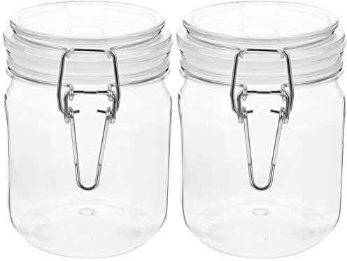 2 Stücke Bügelflasche Kunststoff Bügeldose Bügelverschluss Flasche Luftdichte Honigglas Ölflasche Saftflasche mit Schnappen Milchflaschen Essig Öl für kaltes Juice Karaffe Wasser Eistee Saft