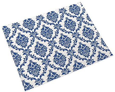 Manteles Individuales Elegante Barroco Azul Salvamanteles Individuales Algodón Lino Lavable Individuales Mesa Resistente al Calor Bajoplatos Tapetes para Mesa Bajoplatos 30x45cm 4 Pcs