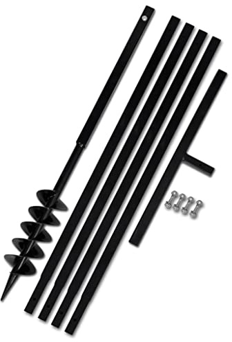 WIFESE Erdbohrer mit Griff 100 mm Verlängerungsrohr 5 m Bohrer Benzin Erdbohrer für Bohrmaschine Bodenbohrer Erdbohrgerät Spiralbohrer Handbohrer Erdlochbohrer Schnurlos Eisen Schwarz mit Schrauben