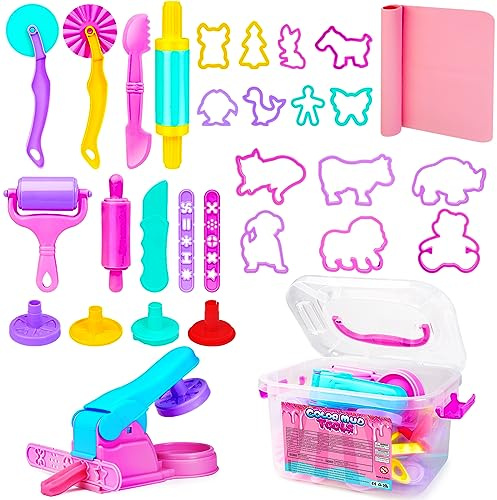 HappyGoLucky Play Sets for Kids, Play Tools and Cutters Toys for 3-9 Year Old Boys Girls Plasticine Tools for Children 3 4 5 Year Old Modelling Clay Tools Set for Kids Toys Age 3-8