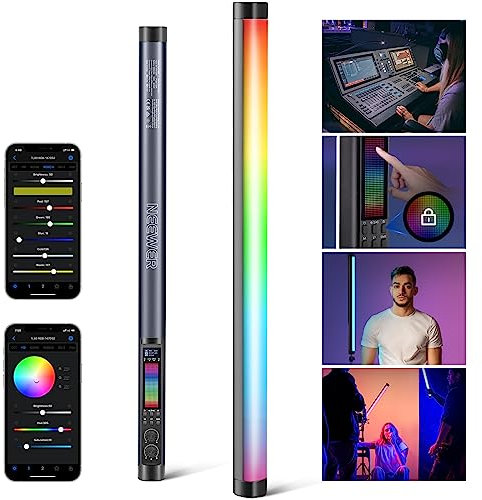 Neewer TL60 RGB Tube Light, Full Color RGBWW Photography Handheld LED Video Lighting Wand Stick Supports APP/2.4G/DMX Control, 7 Pixel Effects 18 Scenes, 2500K-10000K CRI97+ TLCI98+, 3000mAh Battery