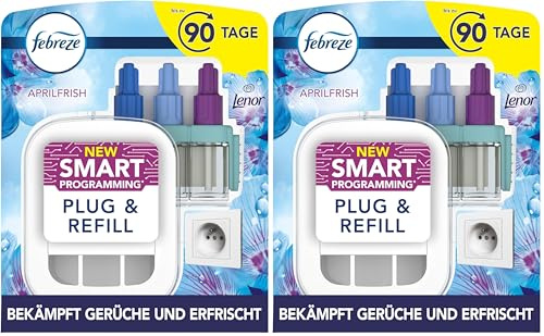 Febreze 3Volution Duftstecker, 1 Stück, Lenor Aprilfrisch, Starterset, Raumduft und Lufterfrischer (Packung mit 2)