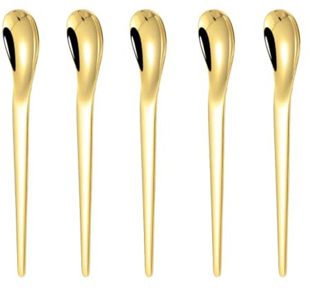 5 cucharas de café doradas de acero inoxidable, cucharillas de yogur, cucharas para tartas, cucharas pulidas, para el hogar, té, leche, café, postre