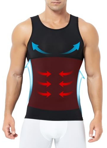 Casey Kevin Men's Compression Vest Thickened Ice Silk Shapewear 4-Way Stretch Abdominal Slimming Tank Tops for Workouts,Black,XX-Large