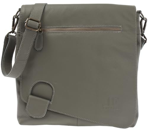 LECONI Umhängetasche Damen-Tasche Crossbag Leder Natur Schultertasche Vintage-Look Ledertasche Frauen + Herren Handtasche aus Echt-Leder 29x29x6cm oliv LE3073-sof