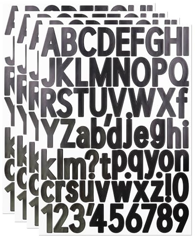 272 Pieces 1.5 Inch Small Vinyl Letter Number Stickers, Mini Waterproof Alphabet Number Stickers for Sign, Decor, Scrap Booking, Crafts - Black