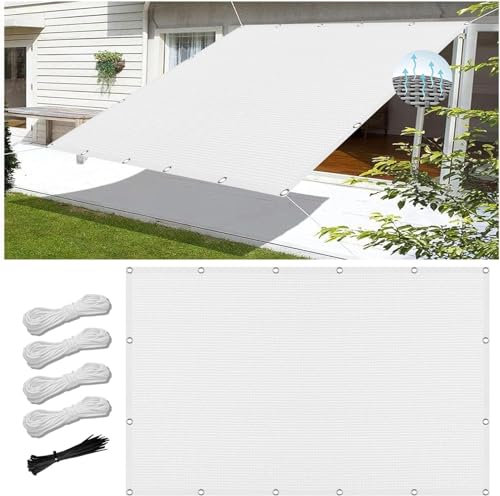 Voile d’ombrage Rectangulaire 120 x 340 cm, Protection Solaire HDPE, Respirant, Perméable, Filet D'ombrage ombrage Filet, Filet dombrage Rectangle, pour Extérieur, Balcon, Blanc