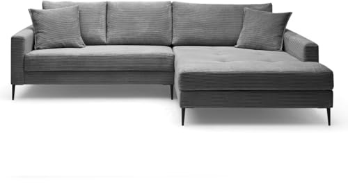Liadomo Ecksofa Hilary, Ottomane rechts, dunkelgrau