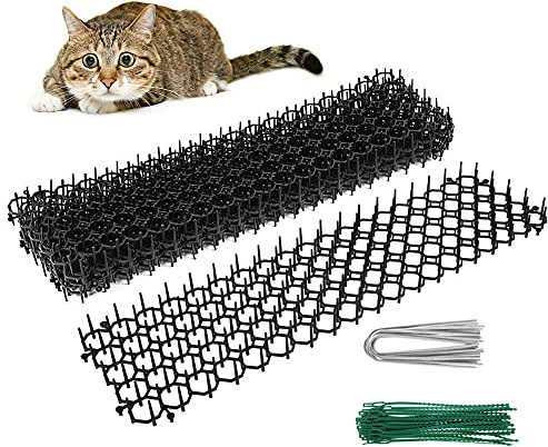 Mamamax 10pcs Pic Anti Chat avec Pointes 49x14 cm Repulsif Chat Exterieur Tapis Anti-Chat d'Epine Grille de Jardin Anti Chiens pour Maison Clôture de Jardin