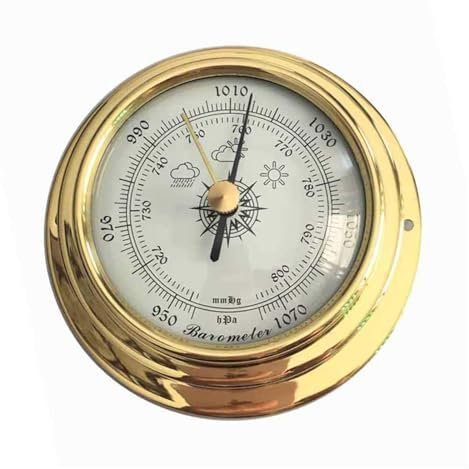Barómetro 3 en 1, barómetro tradicional, barómetro aneroide multifuncional para estación meteorológica doméstica, dorado