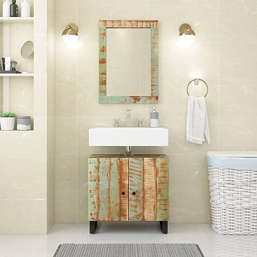 Sufrk Mobile Lavabo 62x33x58 cm Legno Massello Recupero e Multistrato-Mobile da Bagno,Armadietto Autoportante,per Soggiorno,Cucina,Corridoio