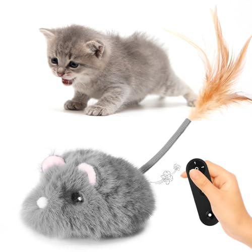 Pawingcat Ferngesteuertes Katzenspielzeug Wiederaufladbares Bewegliches Katzenspielzeug Katze Maus Spielzeug Interaktives Katzenspielzeug für Indoor-Katzen Automatisches Katzenspielzeug mit