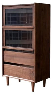 Buffet nordique en noyer noir pour salon, cuisine, salle à manger, armoire simple en bois massif avec espace de rangement