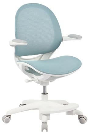 Spacetronik Ergonomischer Schreibtischstuhl Kinder Drehstuhl | für 5-14 Jahre, Verstellbare Sitztiefe, 82,5-90 cm Höhenverstellbar, Fußstütze, Sitzbremsrollen, Atmungsaktives Netzgewebe