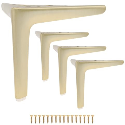 HOJLKLD Robuste Möbelbeine, 15,2 cm, antikes Messing, gebürstetes Gold, Metall, dreieckig, Möbelfüße, 4 Stück, moderner Stil, DIY-Ersatz für Sofabeine, Schrankbeine, Kommoden, Tischbeine