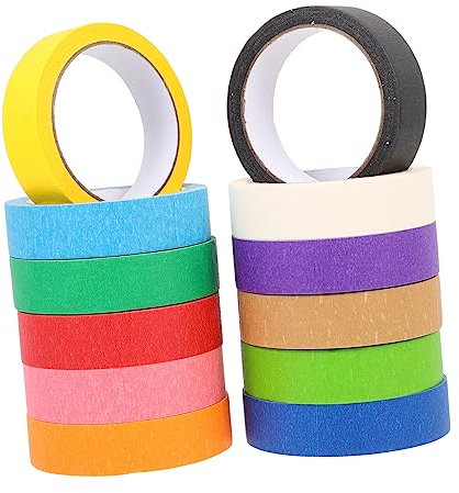 PHENOFICE 12rollos Papel De Enmascarar De Colores para Pintar Aerosol Automóviles Cinta Adhesiva Sola Cara De Papel para Manualidades para Proyectos De Decoración De Interiores