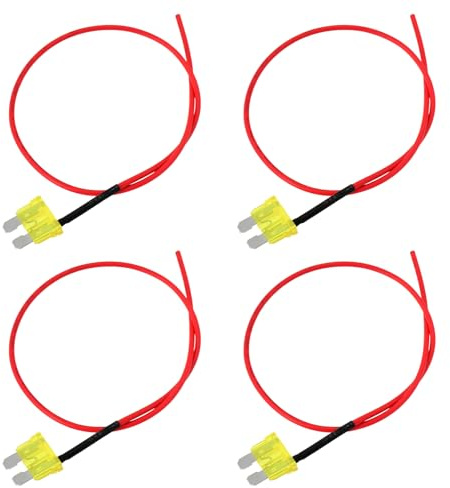 4 STK. Standard/ATC-Stecksicherung 20 A mit Kabelabgriff Leitungslänge 40Cm für PKW Sicherungskasten, Kfz-Elektrik Rot/Gelb