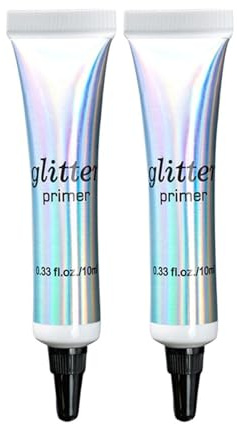 2 stycken professionell sminkbas, glitter primer ögonskugga applikator glitter ansikte makeup ögonskugga läppstift bas primer foundation, fixeringsgel för lös glitter, ögonskugga och pigment