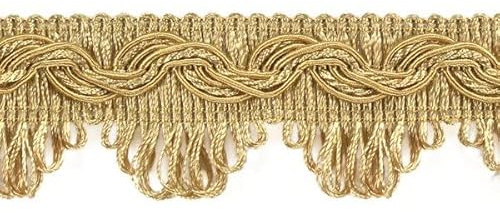 Feine Dekoborte Breite 3,5 cm Farbe golden/goldgelb Brokatborten Bänder Bordüre Brokat Spitze Posamentenborte für Kissen Kleidung Kostüme uzw. (1 Meter)