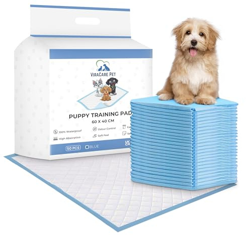 50 x Puppy Training Pads 60x40 cm | Dog Training Pads | Dog Pee Pad | Easy Disposal & Self Adhesive Tabs | Puppy Pads 50 Pack | (1 Pack of 50)