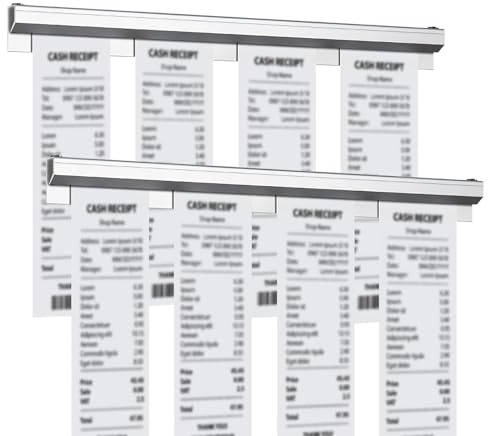 Porte-Commande 2Pcs, Porte Ticket Support 30CM pour Bons de Commande | Rail de Billetterie Mural en Aluminium pour Tickets Caisse Barre Notes Serrage étiquette Tenir Les Commandes, Cuisine, Bureau