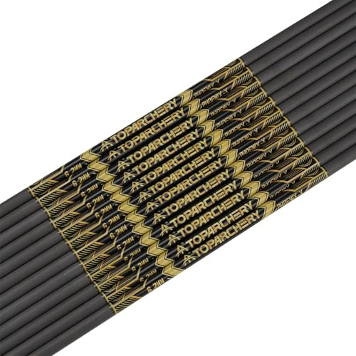 Toparchery 33 Zoll Reinem Carbon Pfeilschaft, ID 6.2mm Geradheit ±.003, Spine 300-600 Für Bogenschießen, Jagd & Training, Ideal für Hobbyisten & Einsteiger (Spine 350)