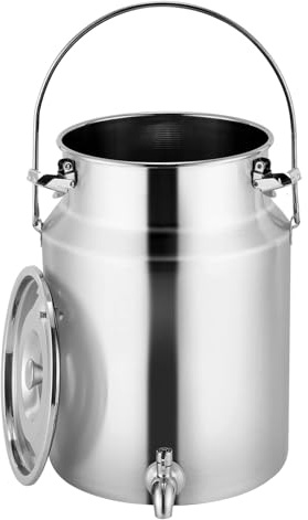 RSBFER Bidone del Latte in Acciaio Inossidabile 304 con Rubinetto, distributore di Bevande e liquidi a Prova di perdite, Portatile con Maniglia, per Latte, Vino, Olio, tè,5L