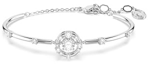Swarovski Constella Kollektion, Rundschliff, Tanzender Stein, Weiß, Rhodiniert