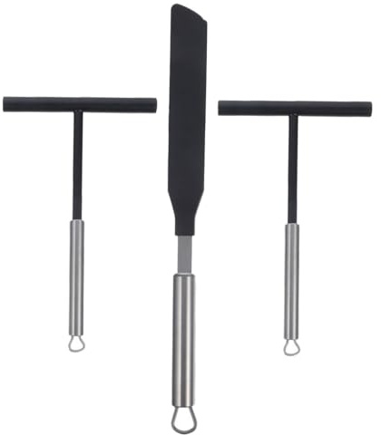 MUELODSIC Set di Spatole per Crepes in Acciaio Resistente 3 Pezzi Attrezzo per Spalmare Pancake Superficie Liscia Utensili Professionali per Preparazione Uniforme di Crepes in Casa