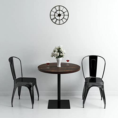 QINXIXINAIXI Bistrotisch MDF und Stahl Rund 80×75 cm Dunkle Esche - Elegantes Tischgestell für Restaurant Cafe Bar mit gemaserter Oberfläche
