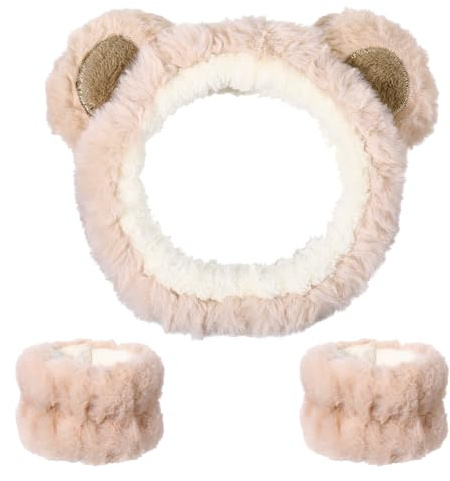 cobee 3 Stück Haarband Kosmetik, Haarband Schminken Plüsch Bären Ohren Gesicht Stirnband Weiches Makeup Haarbands Für Make UpMädchen Damen Yoga Sport Hautpflege Kosmetik Dusche