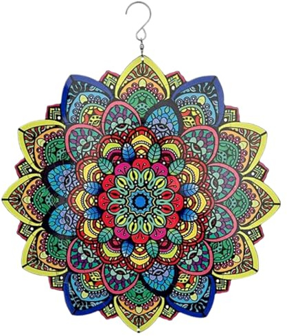Wedhapy 3D vindsnurra vindsnurra utomhus 3D mandala spinner hängande 3D, rostfritt stål snurrar gård konst dekor för trädgård