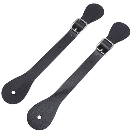 Hamwesh Cinghie per Speroni, Cinturini per Stivali con Lunghezza Regolabile di 22 Cm, Cinghie per Speroni con Pelle Sintetica e per Cavalieri, Cowboy, Uomini e Donne (Black)